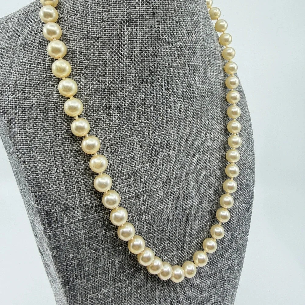 Cream Faux Pearl Strand Necklace Classic Bridal Coquette Cottagecore Gift Chic